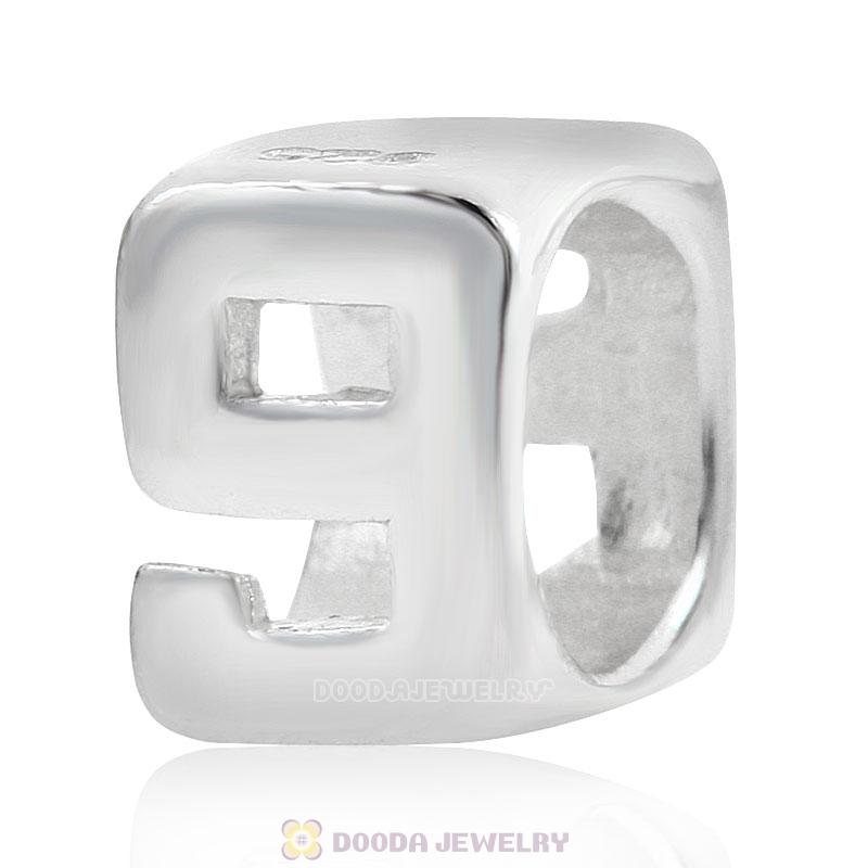 925 Sterling Silver Number 9 Charms Beads Wholesale