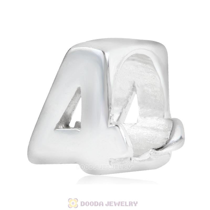 925 Sterling Silver Number 4 Charms Beads Wholesale