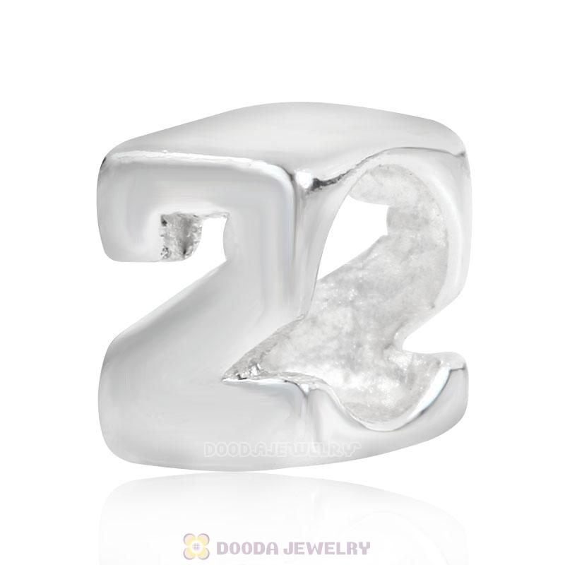 925 Sterling Silver Number 2 Charms Beads Wholesale