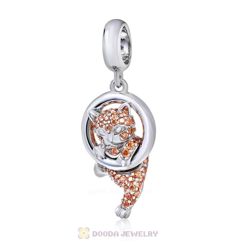 Forest Fox Charm Pendant with Topaz Zicron