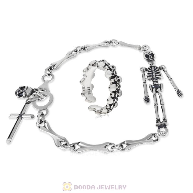Terrible Skeleton Bracelet and Ring Combination
