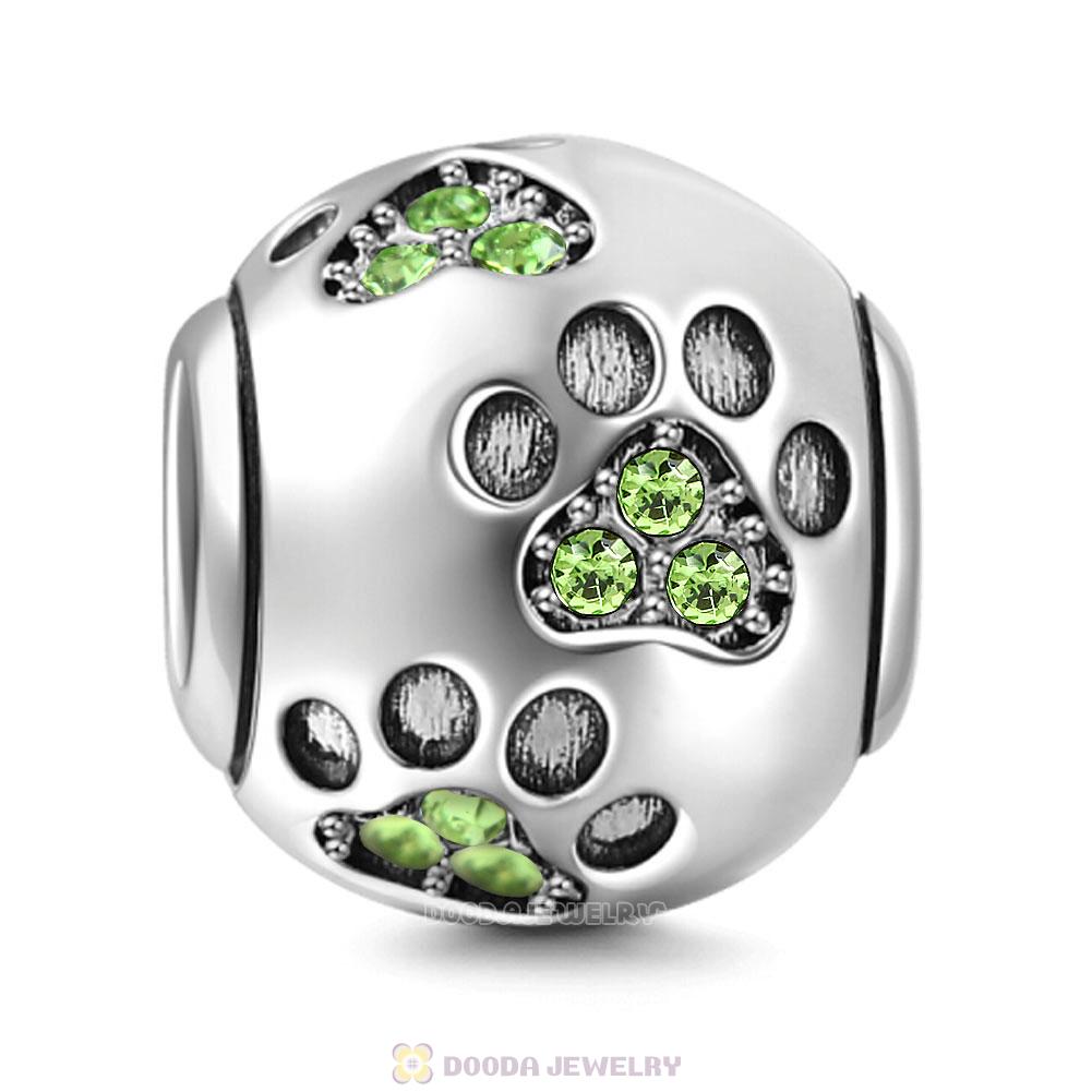 Dog Paw Print Charm Peridot Crystal