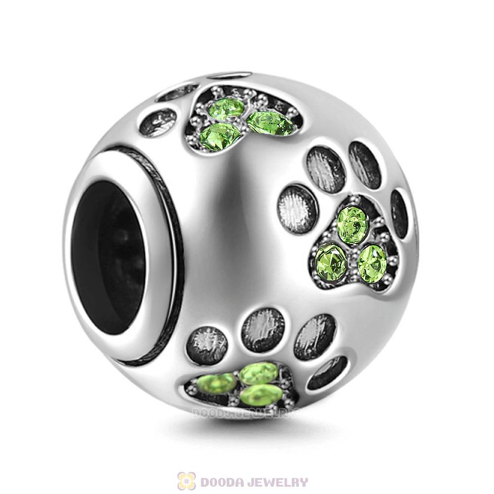 Dog Paw Print Charm Peridot Crystal