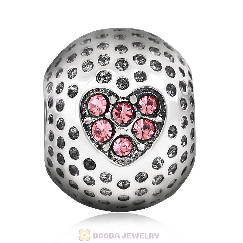 Golf Ball Charm with Pink Crystal Love