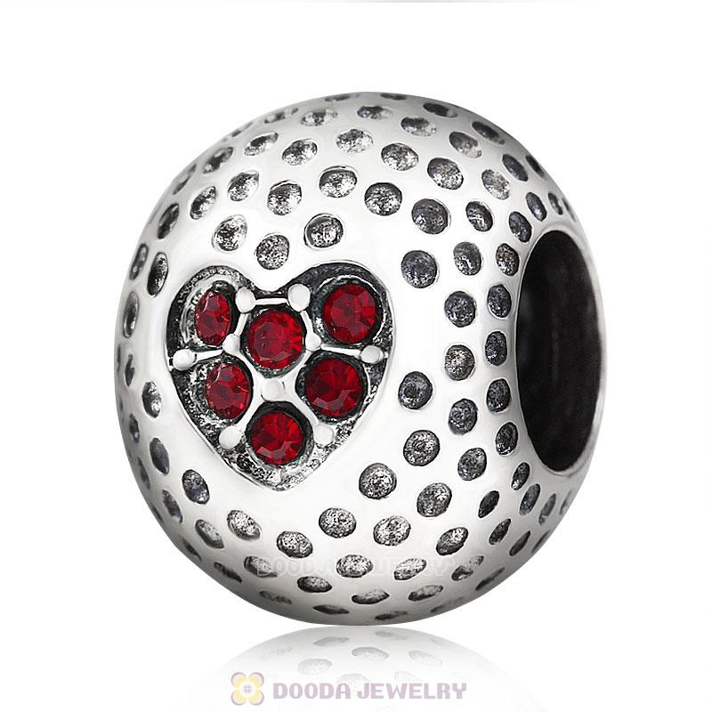 Golf Ball Charm with Siam Crystal Love