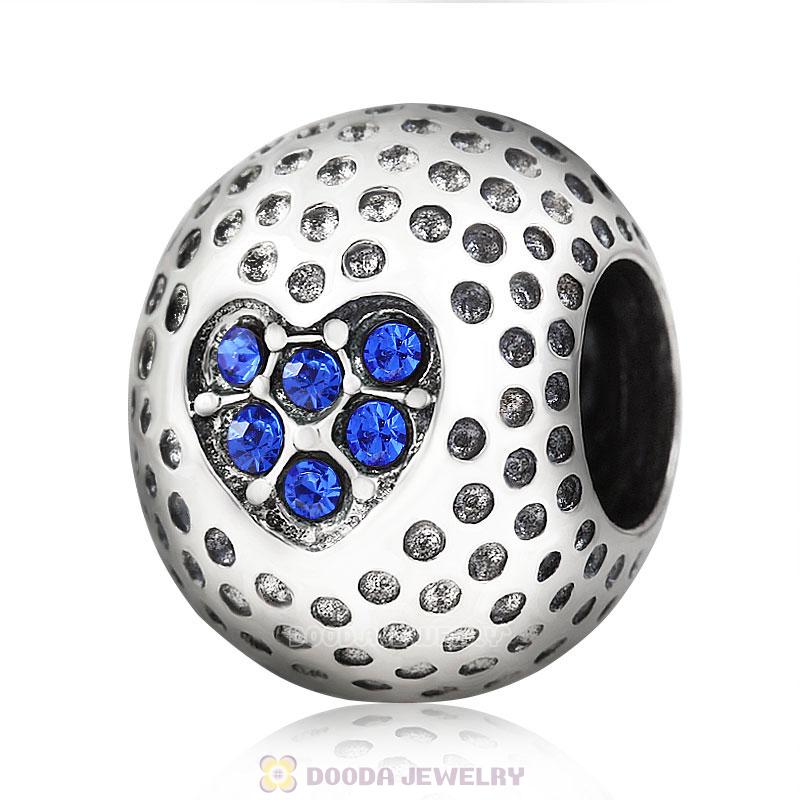 Golf Ball Charm with Sapphire Crystal Love