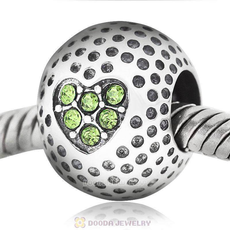 Golf Ball Charm with Peridot Crystal Love