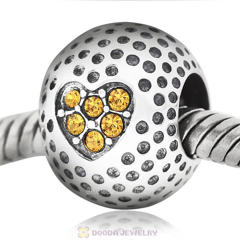 Golf Ball Charm with Topaz Crystal Love