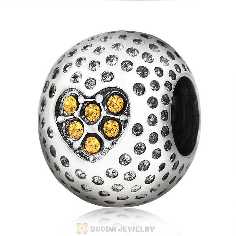 Golf Ball Charm with Topaz Crystal Love