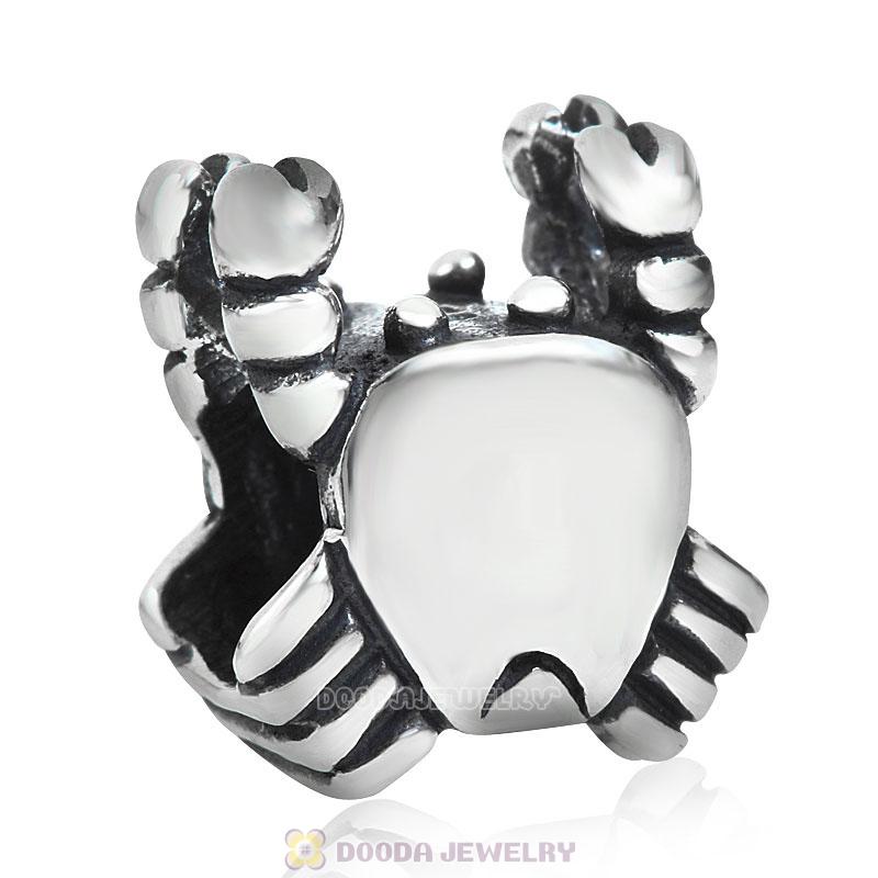 Crab Charm Antique Sterling Silver