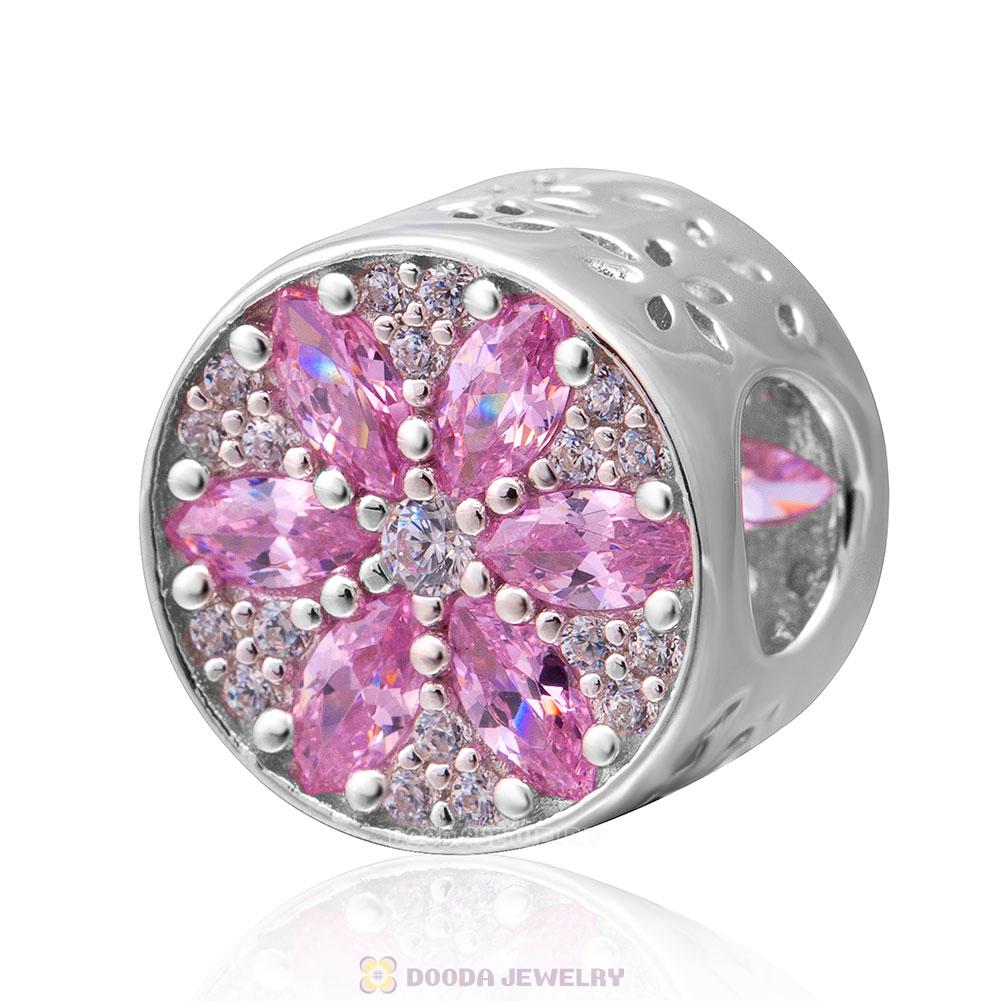 Pink Cubic Zirconia Snowflake Charm