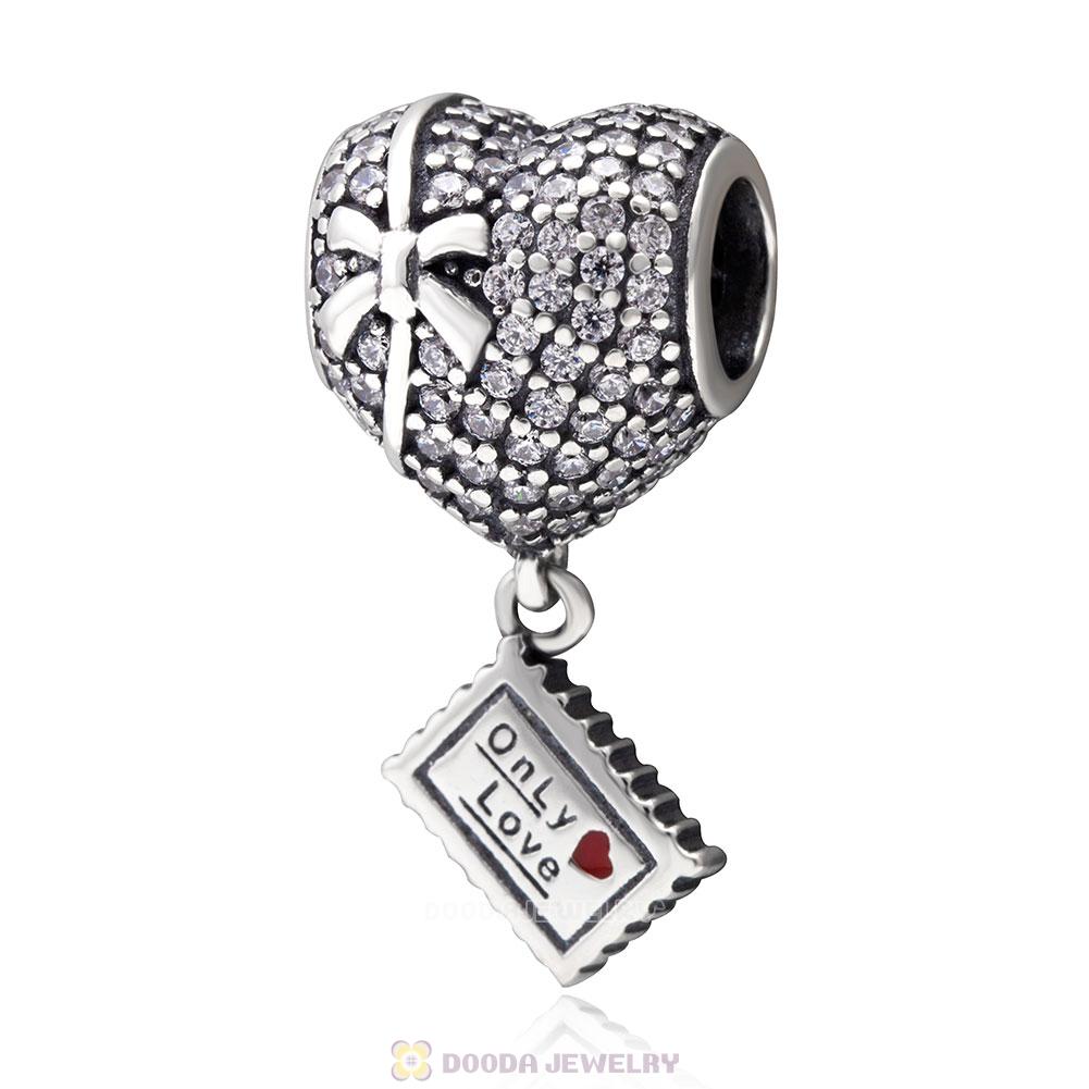 Clear Pave Heart with Bowknot Charms