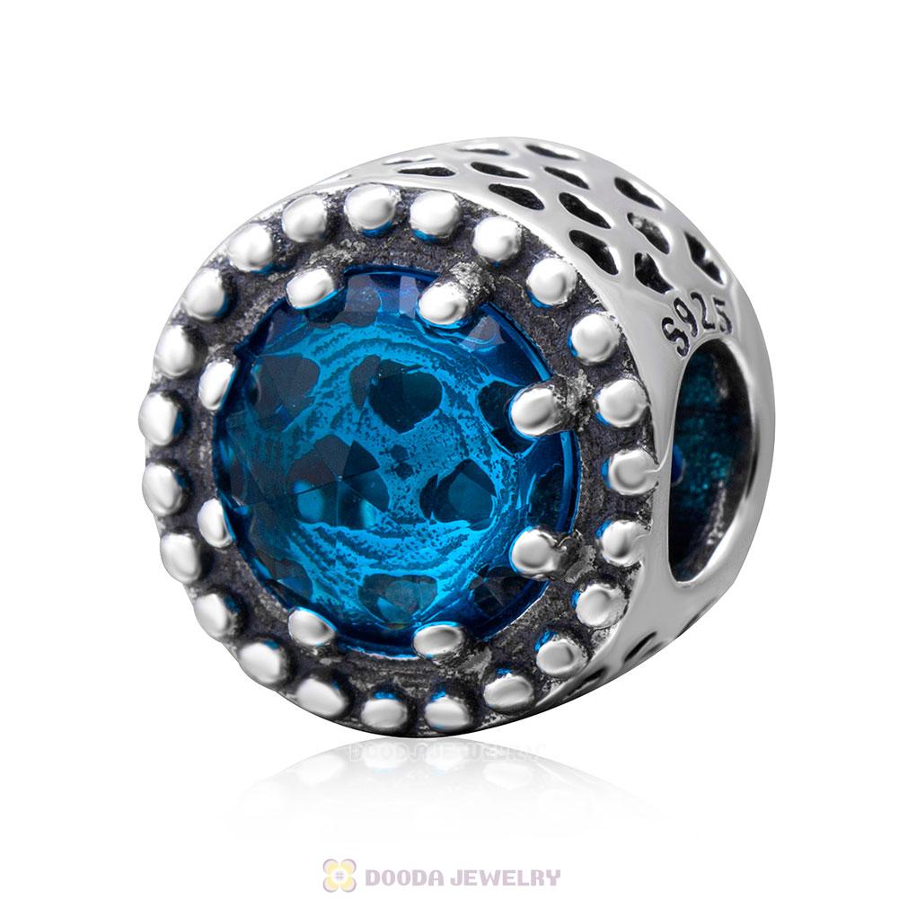 Radiant Hearts with Sky Blue and Clear CZ Charm Bead