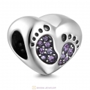 Baby Footprint Heart Charm Tanzanite Crystal