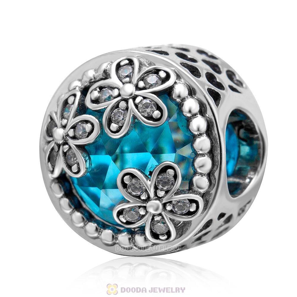 Dazzling Daisy Meadow Charm Blue Crystal and Clear CZ