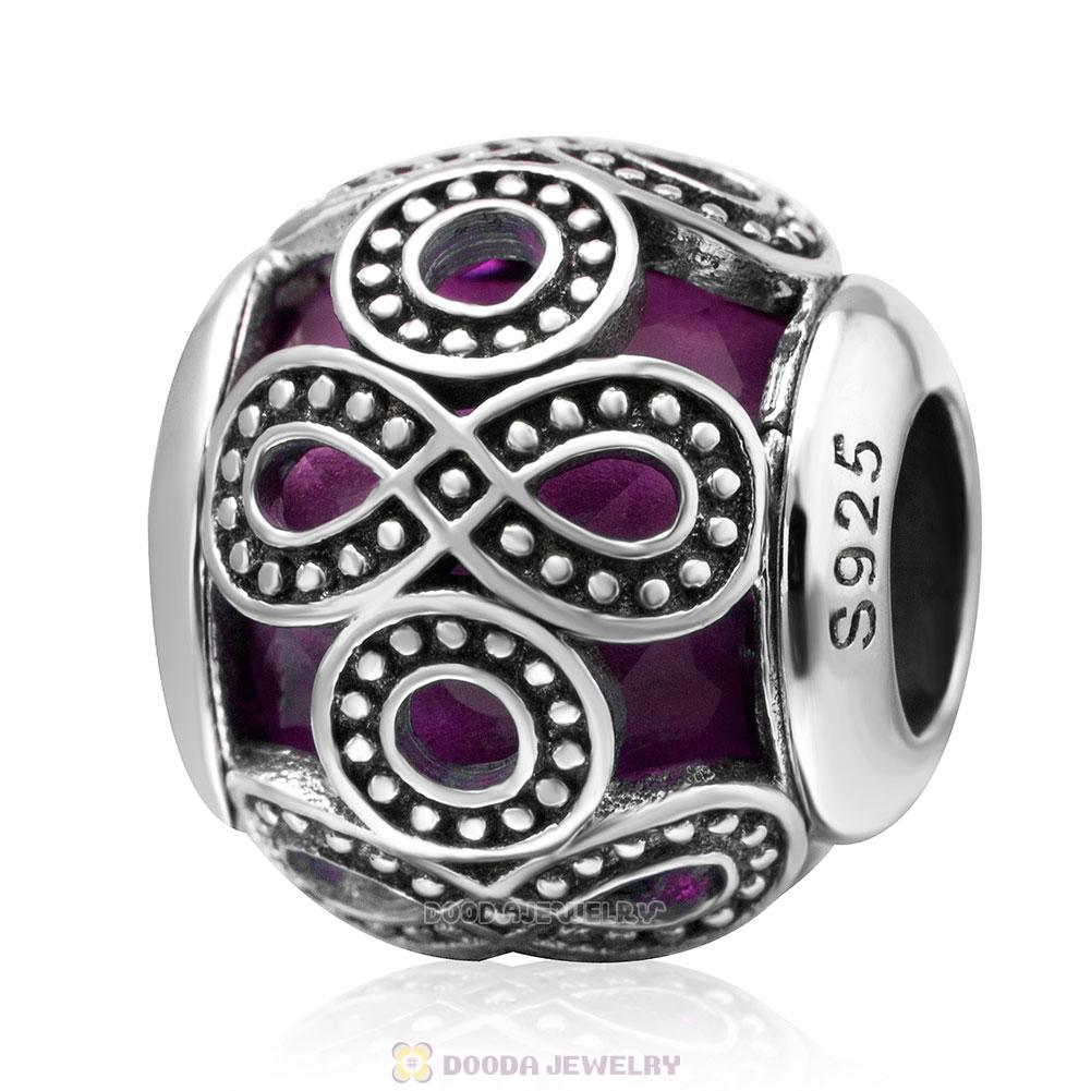 Infinite Love Charm Purple Rhinestones