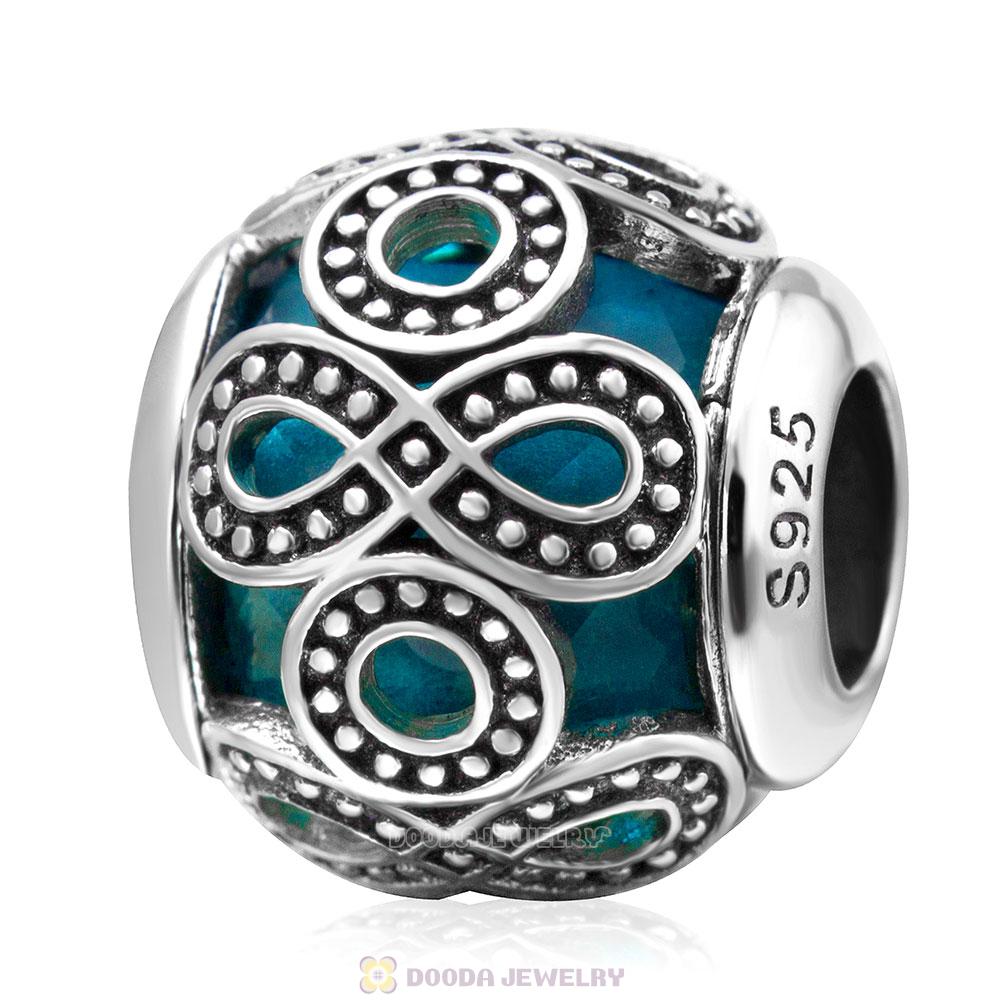 Infinite Love Charm Lt Blue Rhinestones
