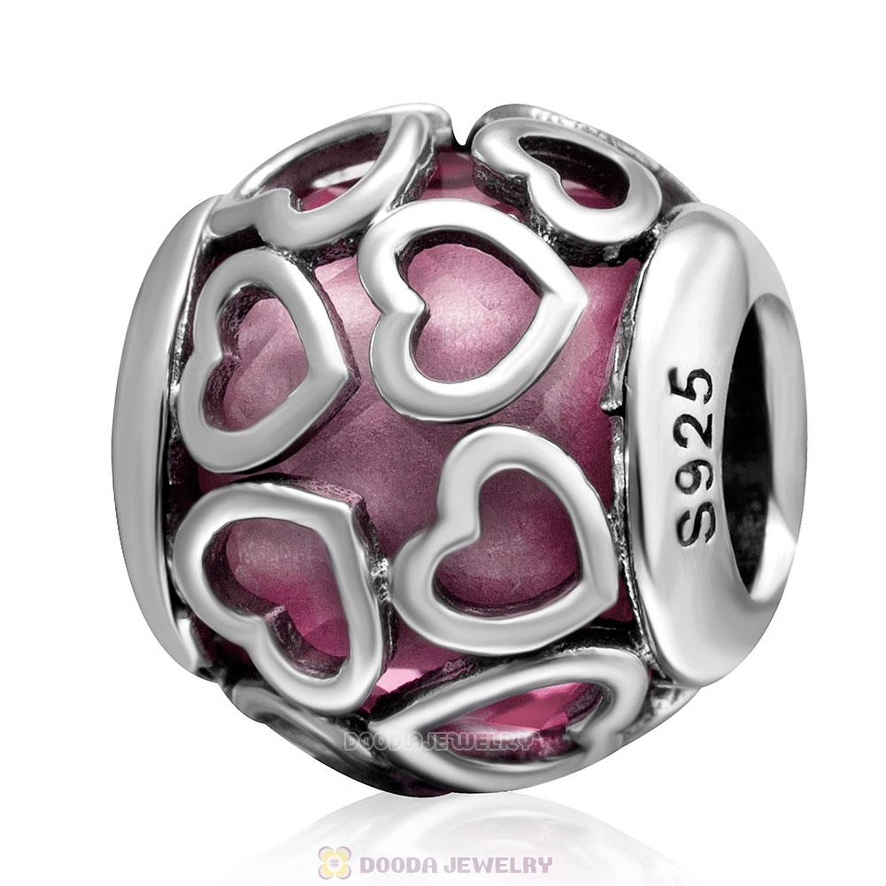 Encased in Love Charm Pink Rhinestones