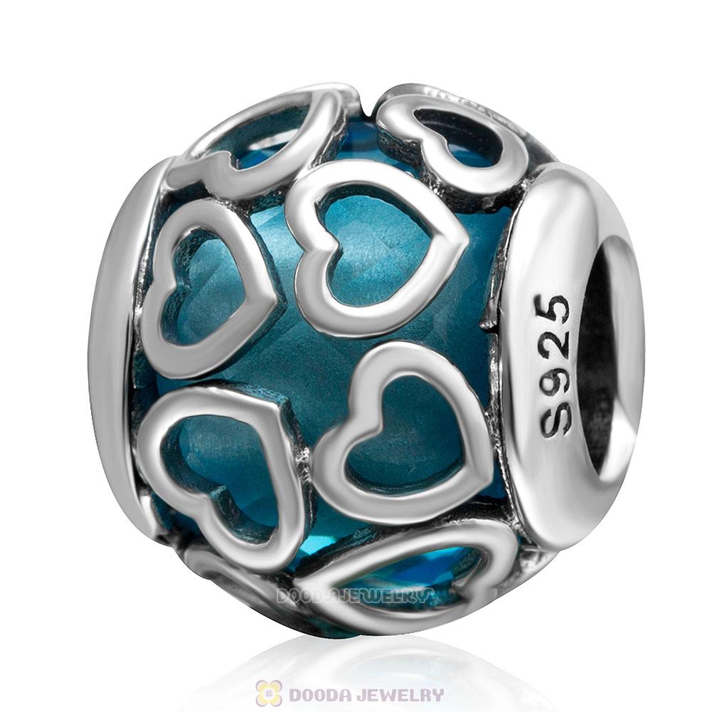 Encased in Love Charm Lt Blue Rhinestones