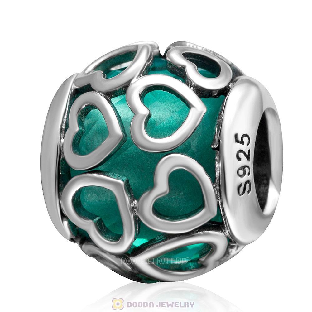 Encased in Love Charm Blue Zircon Rhinestones
