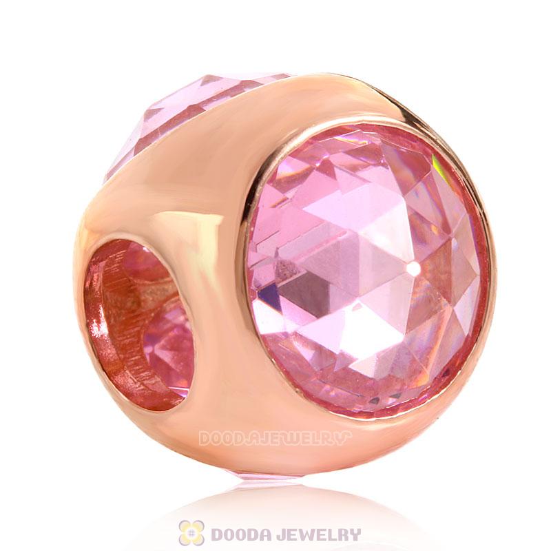 Rose Gold Charm Pink Faceted Crystal Bead