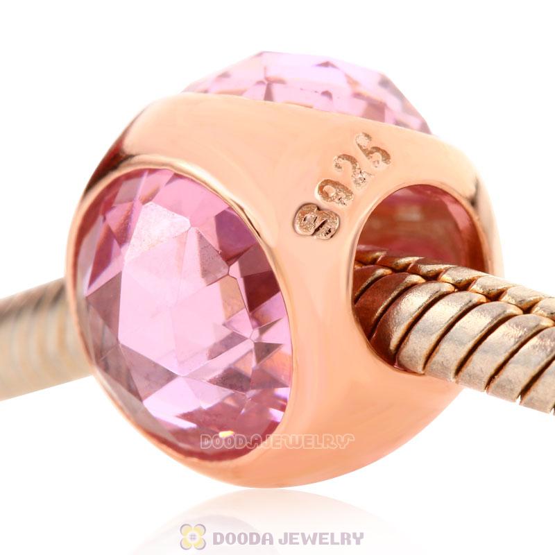 Rose Gold Charm Pink Faceted Crystal Bead