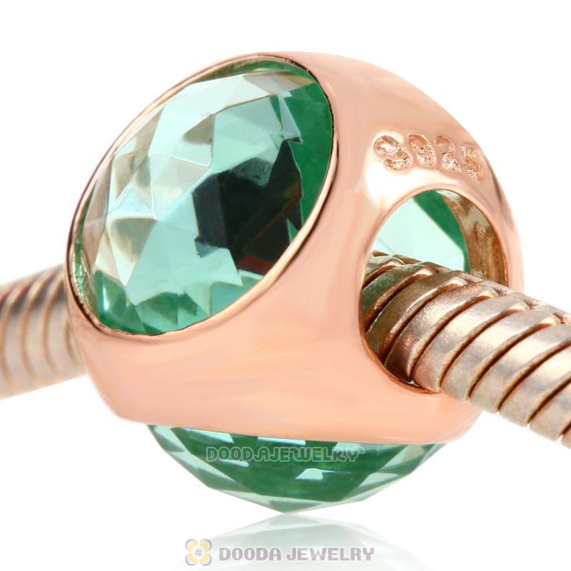 Rose Gold Charm Lt Green Faceted Crystal Bead
