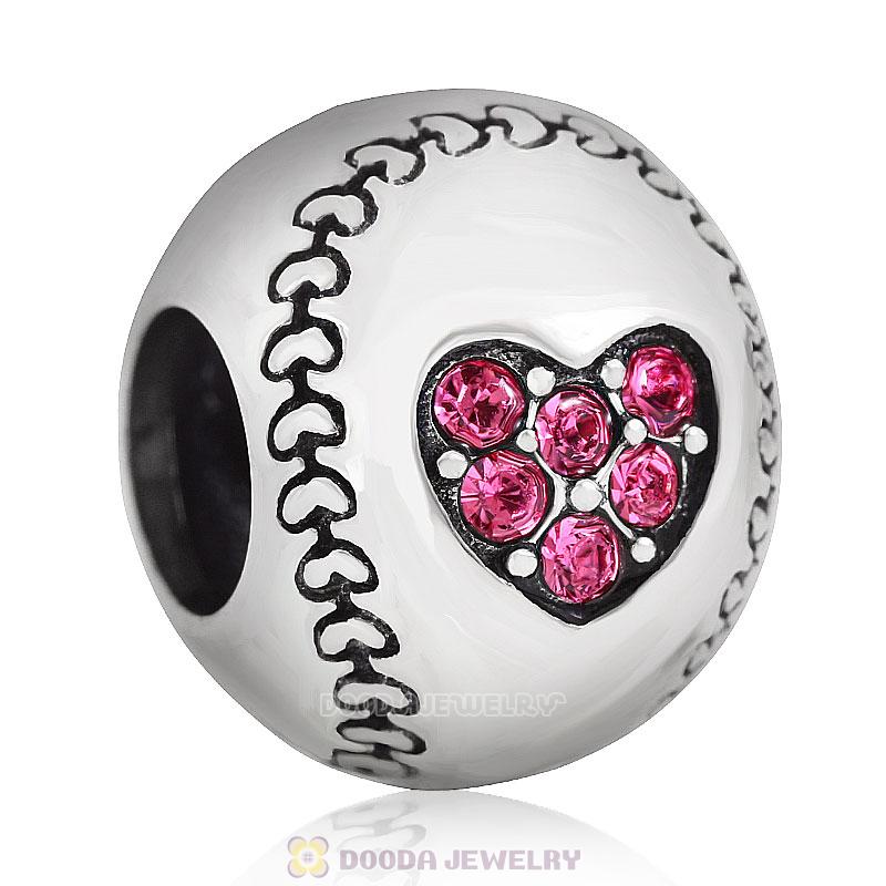 Rose Austrian Crystal Love Baseball Beads 