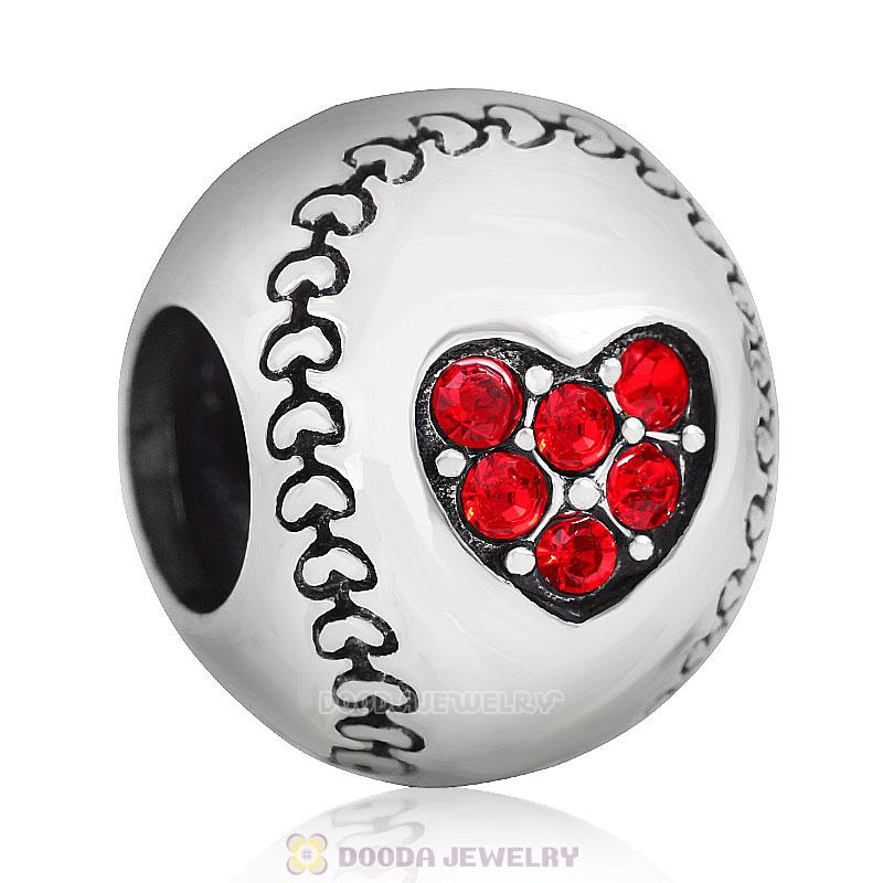 Red Austrian Crystal Love Baseball Beads 