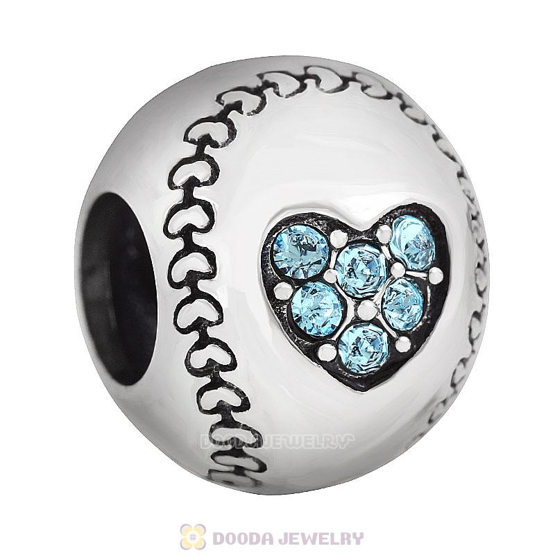 Aquamarine Austrian Crystal Love Baseball Beads 