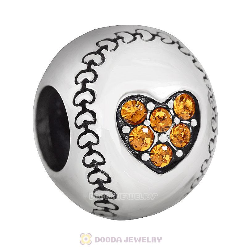Topaz Austrian Crystal Love Baseball Beads 