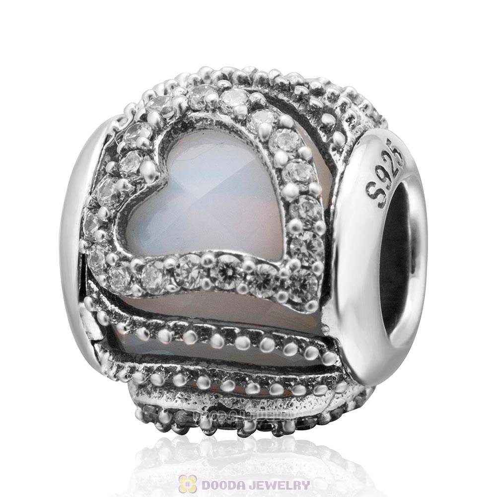 Sweet Love Charm Opalescent White Rhinestones