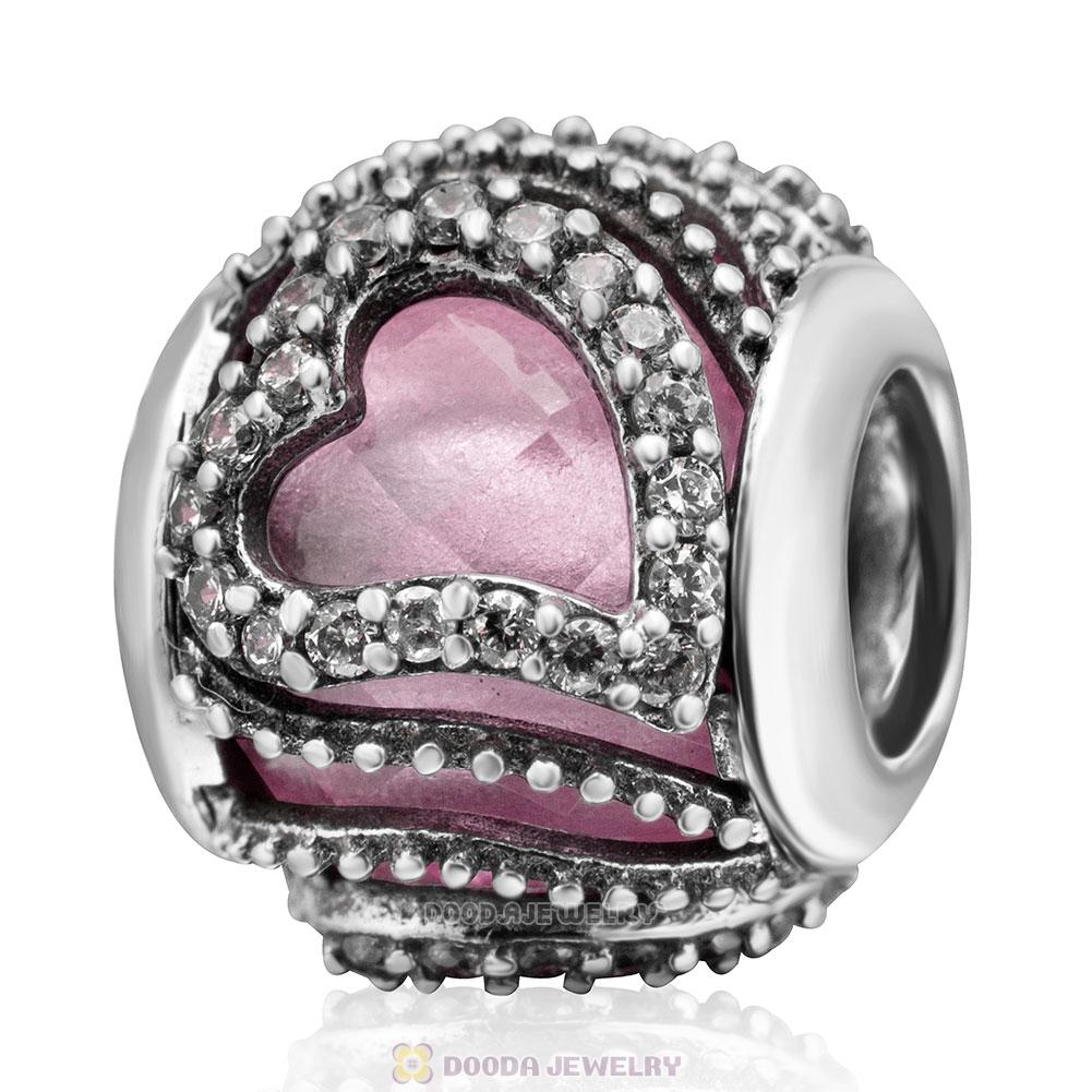 Sweet Love Charm Pink Rhinestones