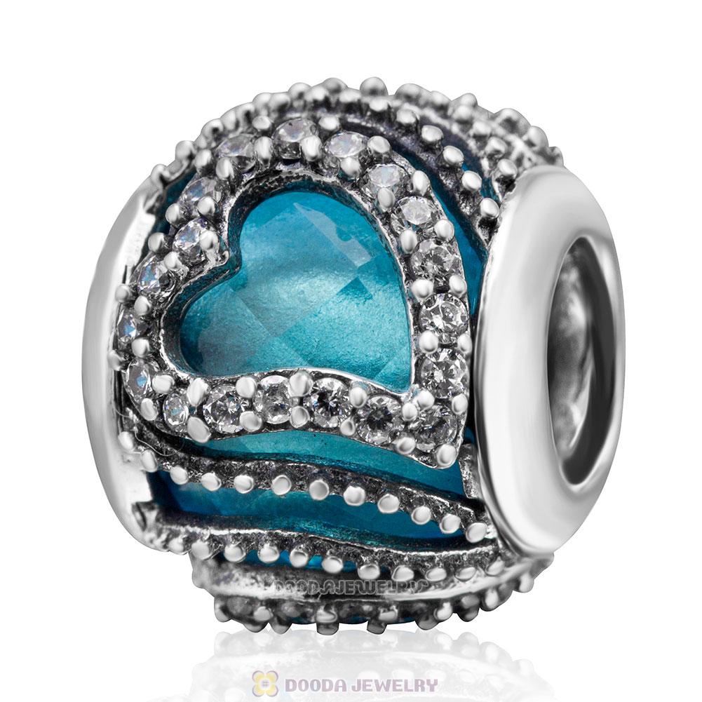 Sweet Love Charm Lt Blue Rhinestones