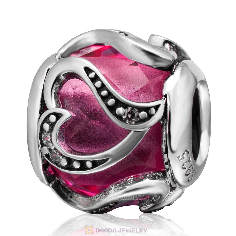 Swirl Love Charm Rose Rhinestones