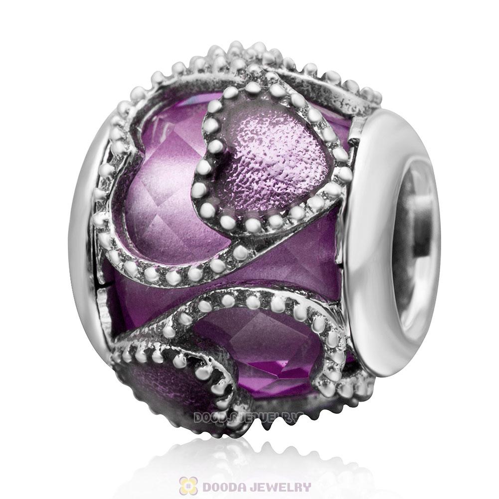 Love with Small Love Together Charm Lt Purple Rhinestones