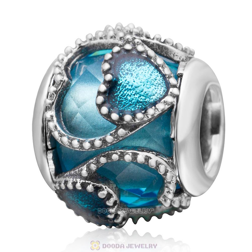 Love with Small Love Together Charm Lt Blue Rhinestones