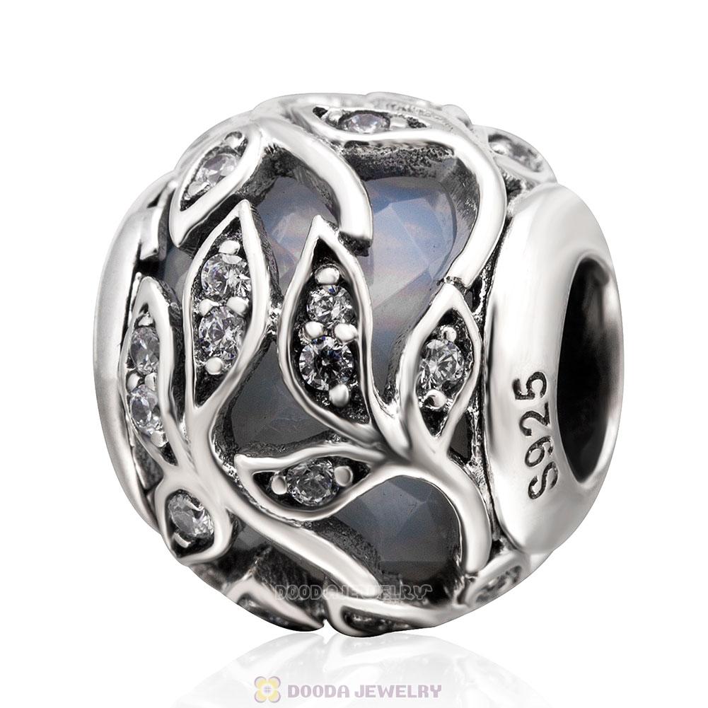 White Crystal Branches Charm with Clear CZ