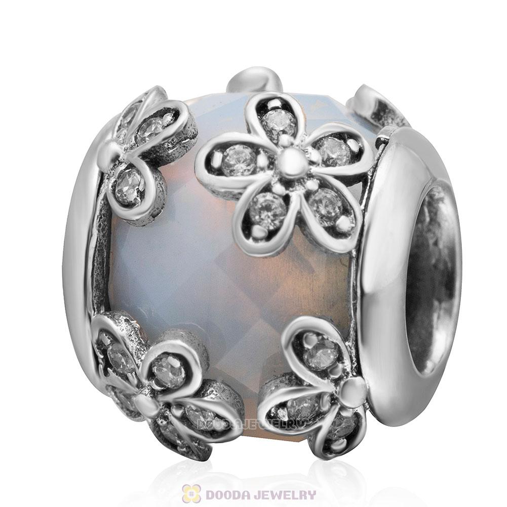 Dazzling Daisy Flower Charm White Crystal and Clear CZ