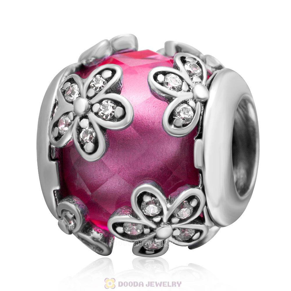 Dazzling Daisy Flower Charm Rose Crystal and Clear CZ