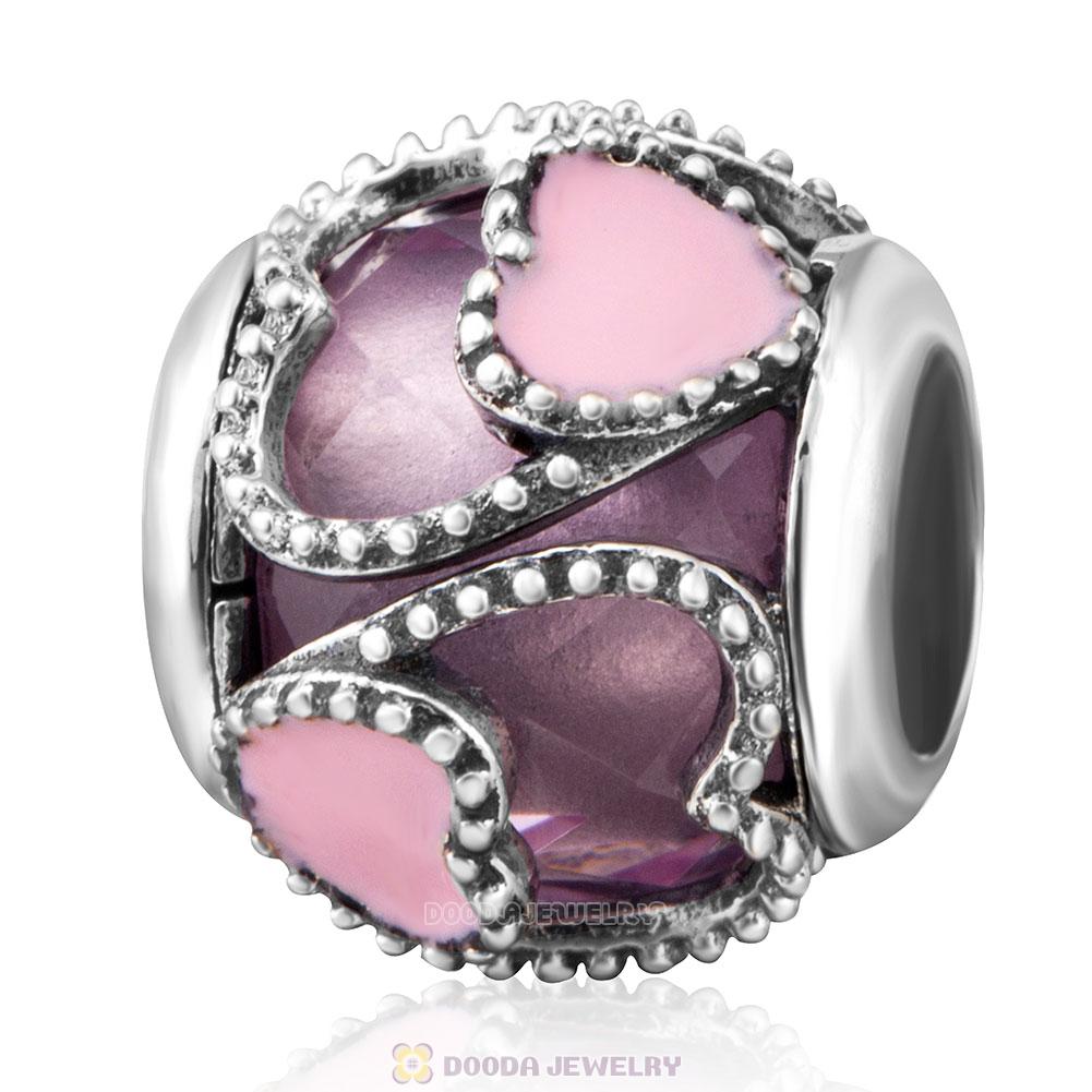 Love with Small Love Together Charm Pink Rhinestones