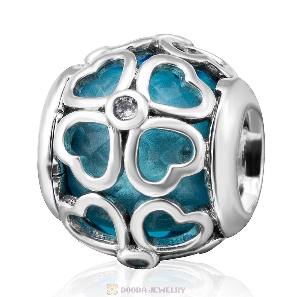 Lt Blue Rhinestones Clover Shape Charm