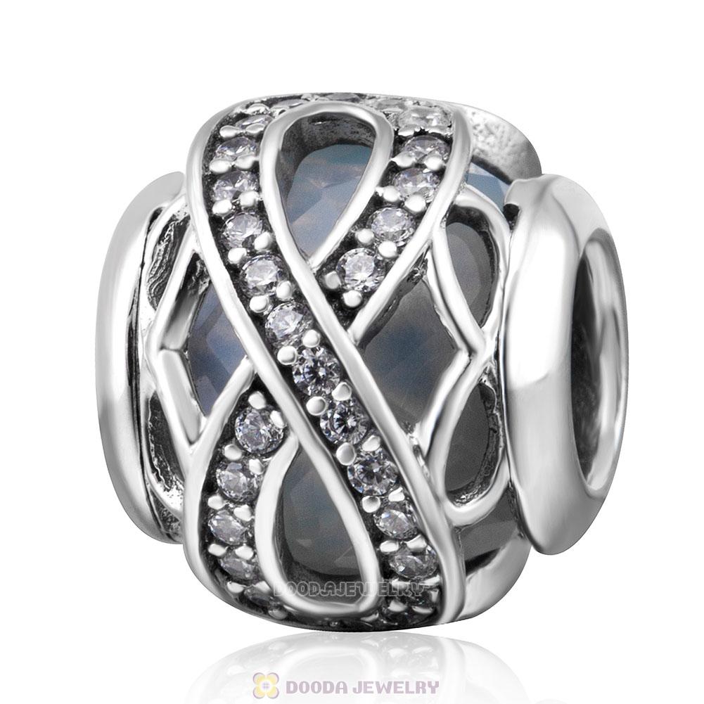 Infinite Love Charm White Rhinestones and Clear CZ