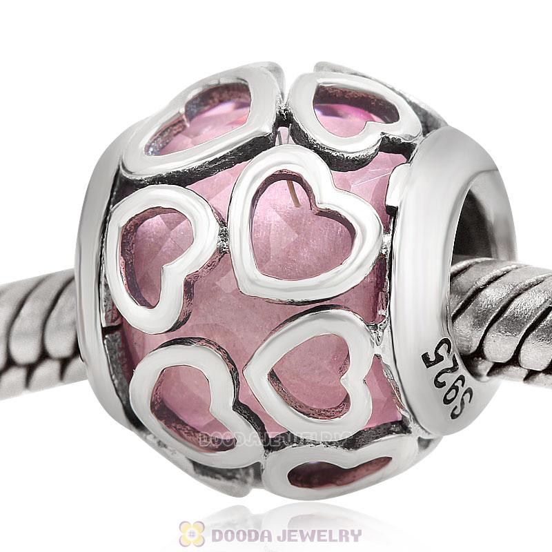 Encased in Love Charm Pink Rhinestones
