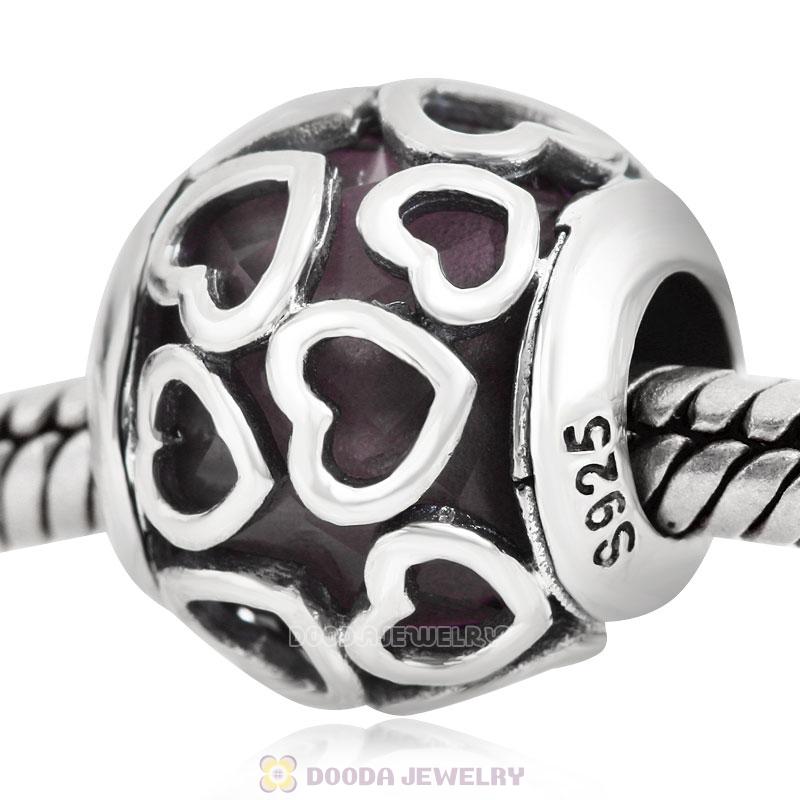 Encased in Love Charm Purple Rhinestones