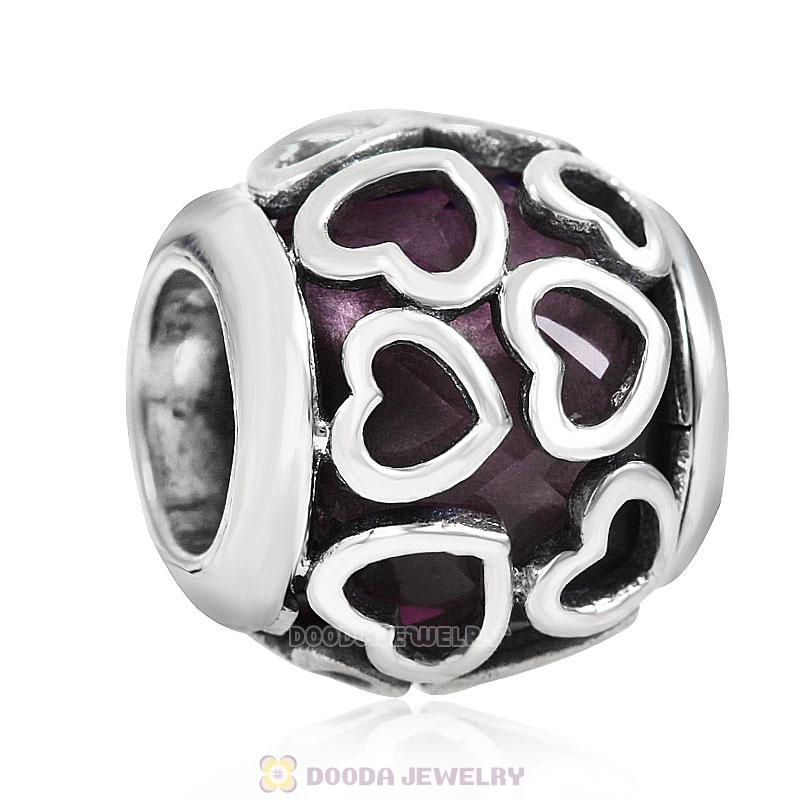 Encased in Love Charm Purple Rhinestones