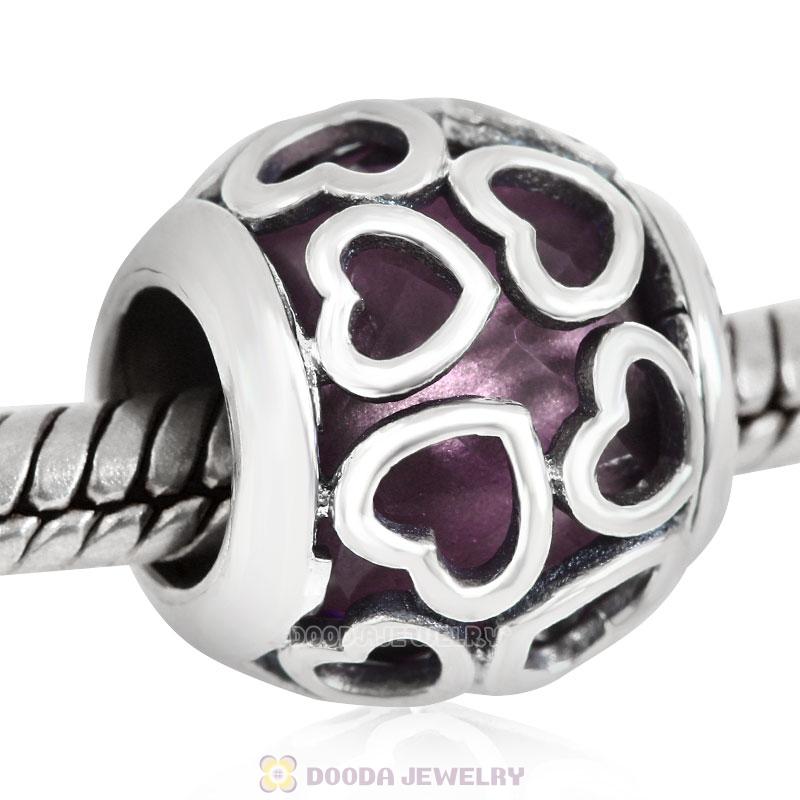 Encased in Love Charm Purple Rhinestones