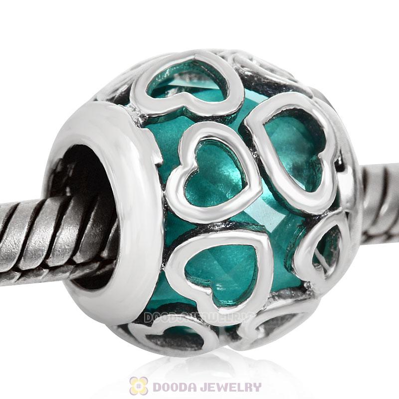 Encased in Love Charm Blue Zircon Rhinestones