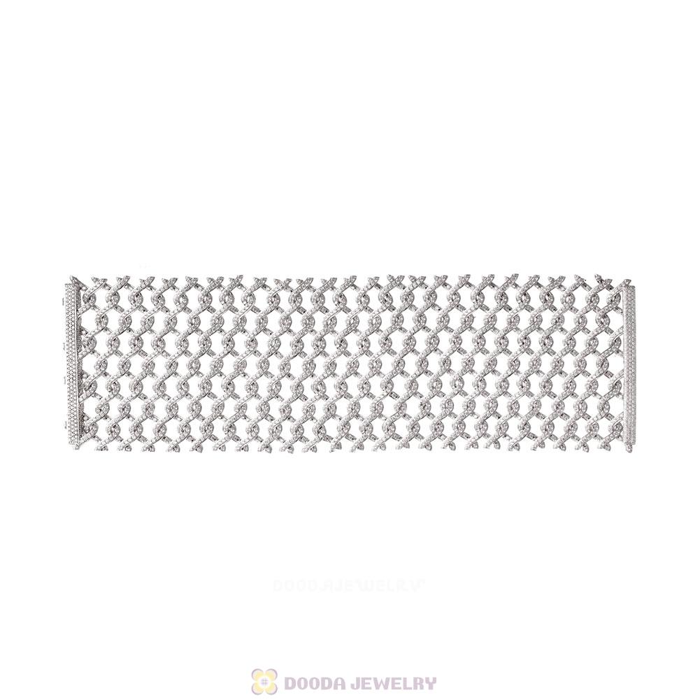 Mesh Design Bracelet Sterling Silver with CZ