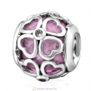 Pink Rhinestones Clover Shape Charm